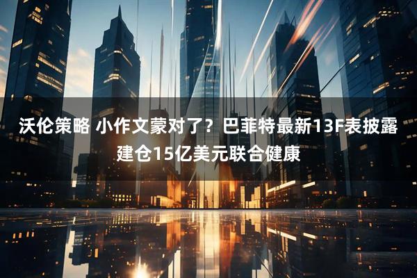 沃伦策略 小作文蒙对了？巴菲特最新13F表披露建仓15亿美元联合健康