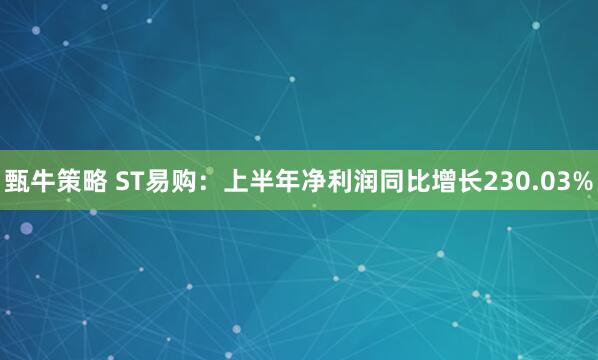 甄牛策略 ST易购：上半年净利润同比增长230.03%