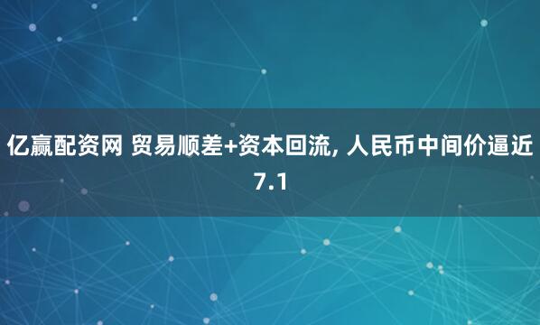 亿赢配资网 贸易顺差+资本回流, 人民币中间价逼近7.1